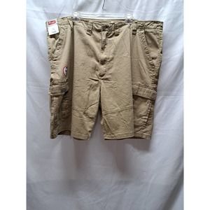 NWT Wrangler Relaxed Fit Men's Tan Khaki Tech Cargo Pocket Shorts Big Tall 46